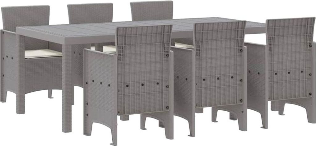 Garten Essgruppe 7 pcs Hellgrau Polypropylen