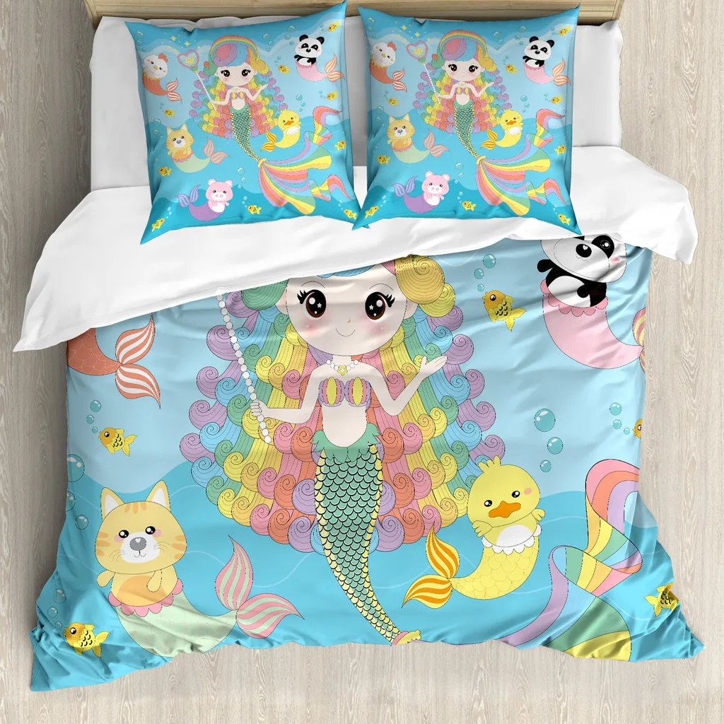 Ensemble de housse de couette 155x220 cm ABAKUHAUS motifs sous-marins
