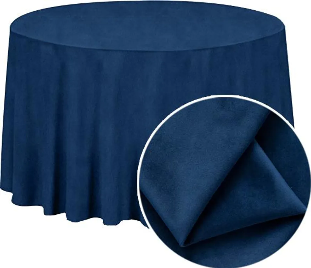 Nappe ronde 320cm anti-pli bleu marine MATT VELVET velours infroissable