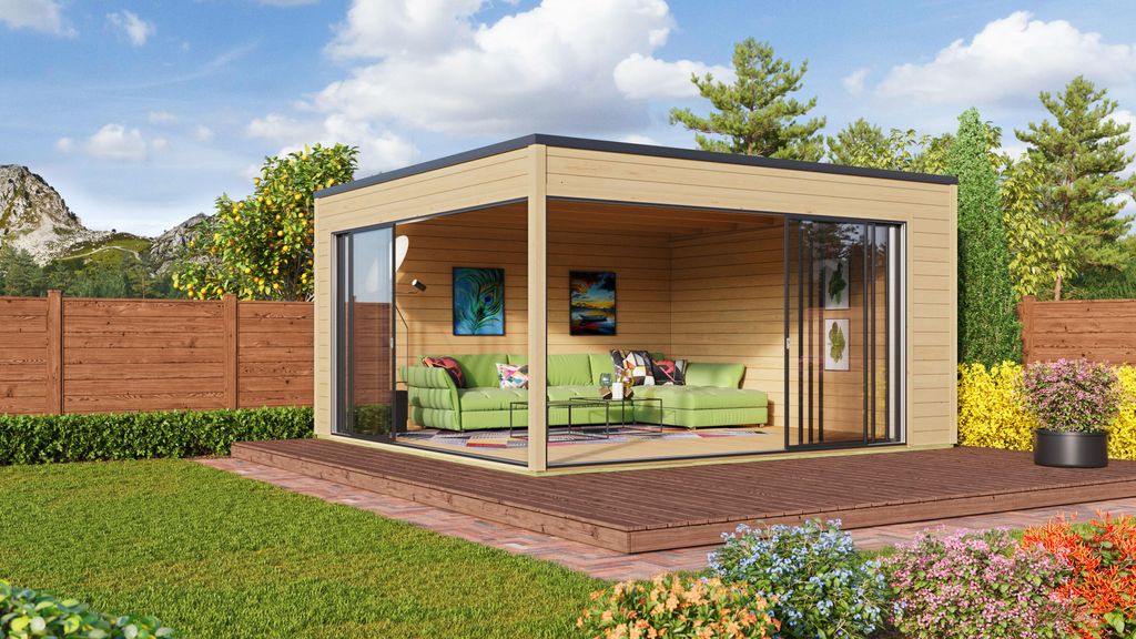 Fjordholz Gartenhaus Modell Q-BIC Alu 70 D