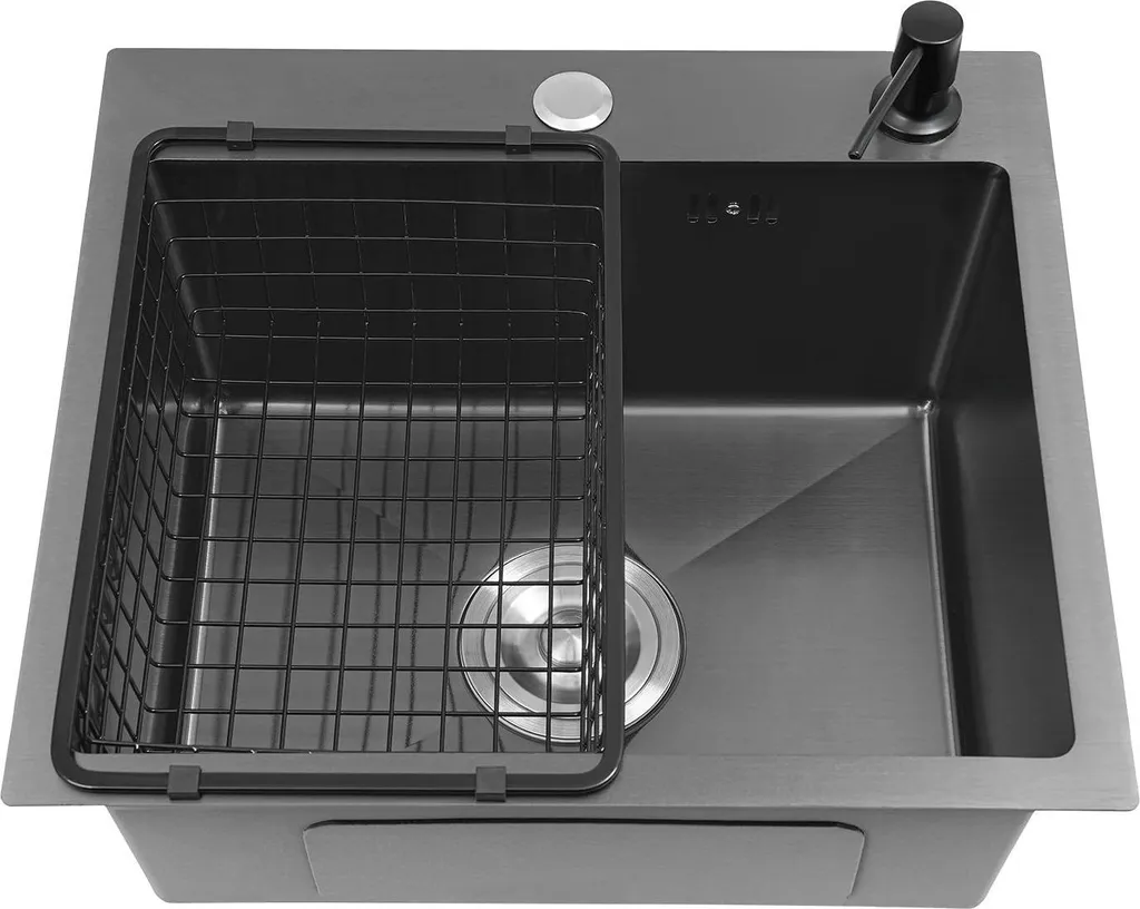 Lavello Cucina Acciaio Inox Nero Vasca Unica Resistente 1.2mm Spessore