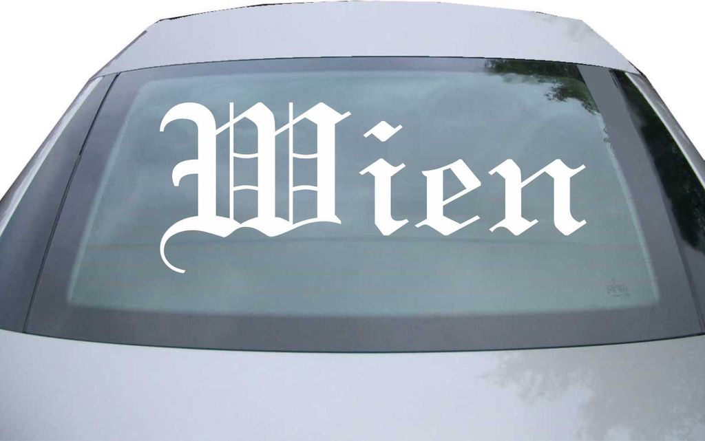 Indigos UG - Aufkleber Heckscheibe & Motorklappe DE6582 - weiß - 600x240 mm - Stadt Wien - Auto Scheiben Fenster Heckklappe Tuning Racing JDM - Di...
