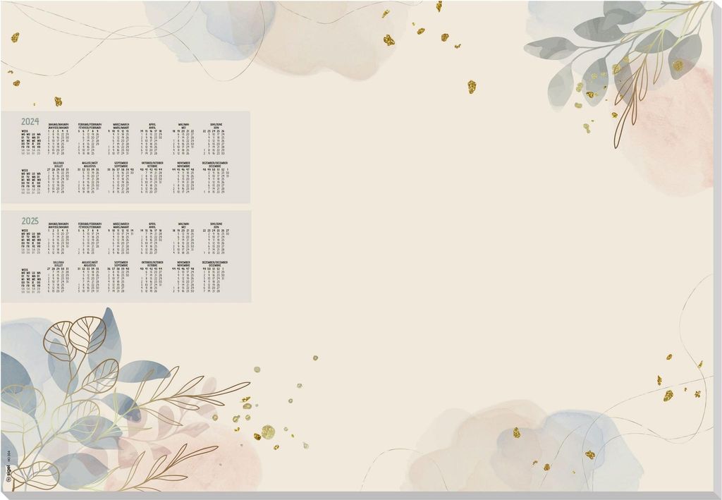 SIGEL HO304 Papier-Schreibunterlage Design "Pastel Garden" - ca. A2 - Kalendarium für 2 Jahre - 30 Blatt