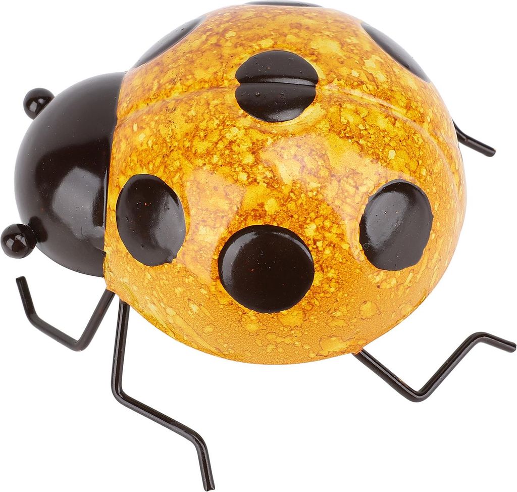 Metal Ladybird Handcrafted Iron Decorative Ladybird Sculpture Wall Art for Garden Yard Sidewalks Entrances Yellow