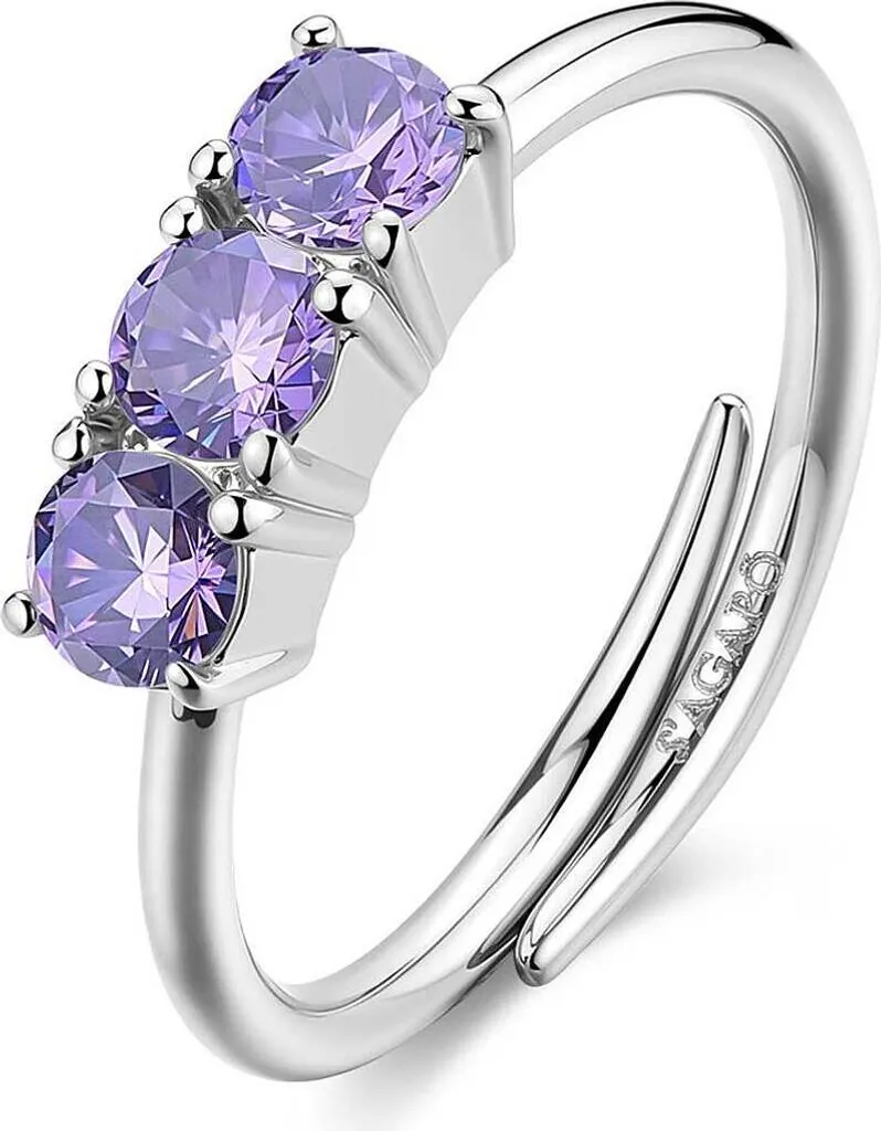 Bague Argent 925 Réglable Trilogie Dazzly S'agapò aux Éclats Cristallins