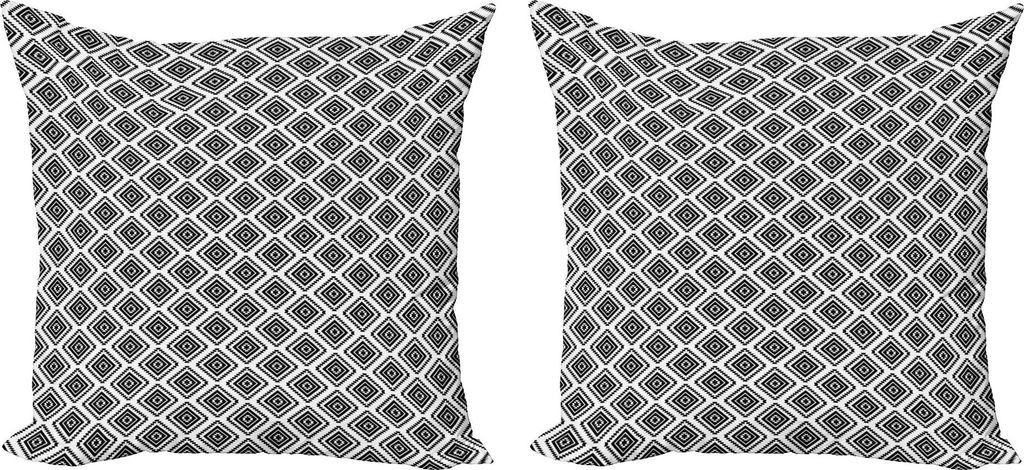 ABAKUHAUS Geometrisch Kissenbezug Set (2Stück), Stammes-Muster aztekische Zivilisation inspiriert Digital Artwork Monochrome Americas, 40 x 40 cm,...