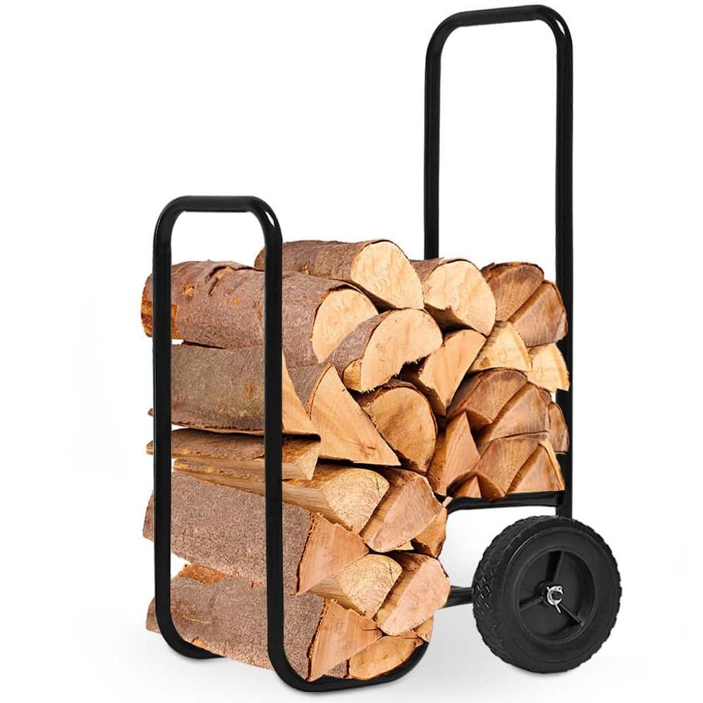 Carrello da trasporto in legno AUREL, 56x45x105 cm, nero Immagine del prodotto 