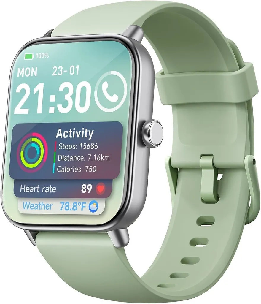 Smartwatch da donna con funzione telefono, orologio fitness da 1,8 pollici, frequenza cardiaca, SPO2, monitor del sonno, Alexa, 110 modalità sportive, impermeabile IP68