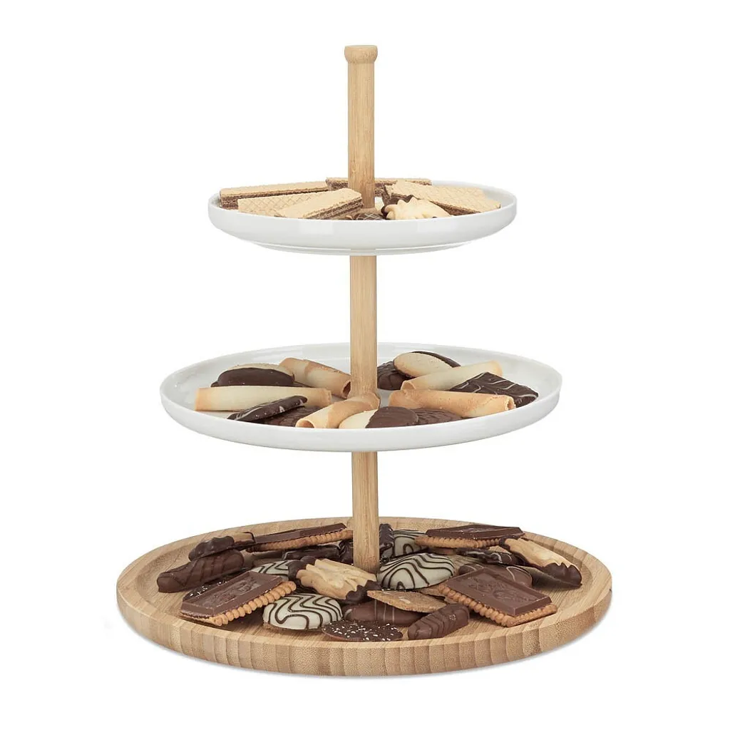 Etagere Relaxdays Bianca - Alzata Professionale 3 Piani per Dolci