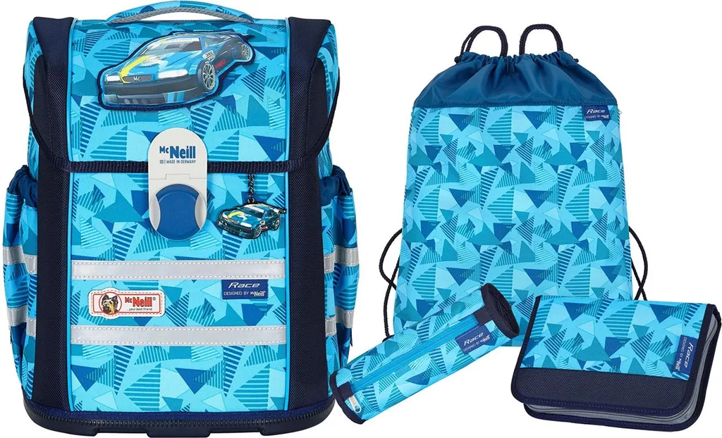 McNeill Ergo Mac Set 4 pièces Race bleu - Sac d'école ergonomique