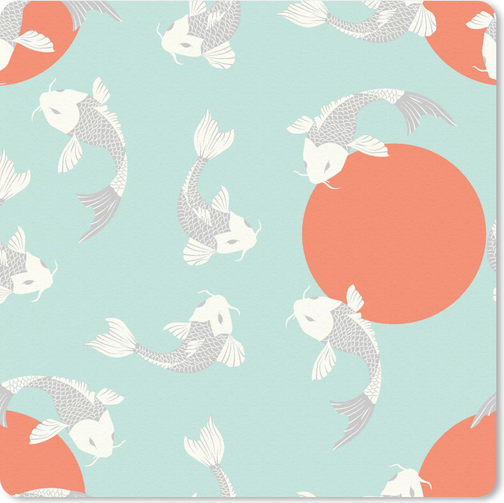 MuchoWow Mauspad Mousepad Muster - Fisch - Japan - Tier 20x20 cm - Mousepads - Maus Mat - Pad - Mausunterlage - Desk Mat - Bureauartikeln