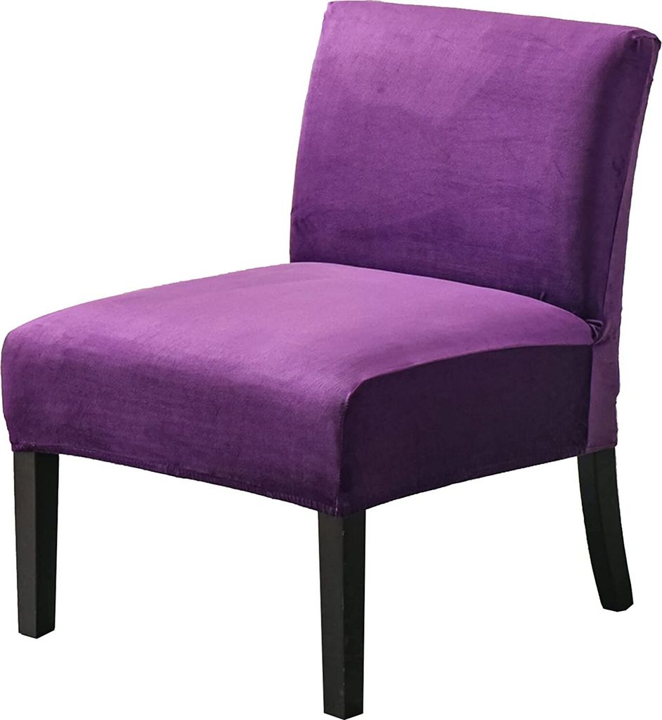 Stuhlhusse ohne Armlehnen, Abnehmbare Armlos-Stuhlhusse, Stretch-Armloser Stuhl Schonbezug, Rutschfeste Sofa-Couch Abdeckung(Violett,Samt)