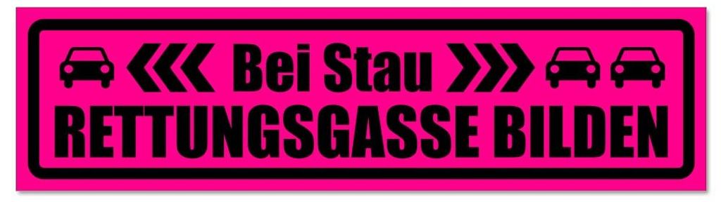 Kiwistar - Autoaufkleber - Pink - Schwarz - 20 x 5,3 cm - bei Stau Rettungsgasse bilden invertiert - Hinweis Aufkleber Sticker für Auto, Kfz, Fahr...