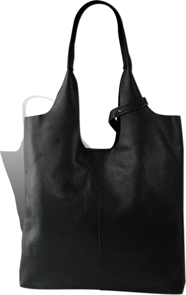 Grand Sac Shopper Femme en Cuir Noir Toscanto Cabas Main et Épaule Chic