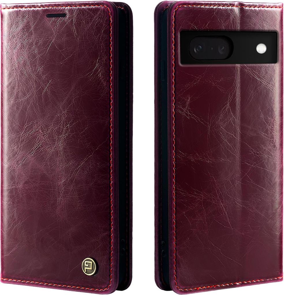 Handyhülle für Google Pixel 7a Kunstleder Flip Cover Hülle RFID Schutz Case Kartenfach Farbe: Weinrot