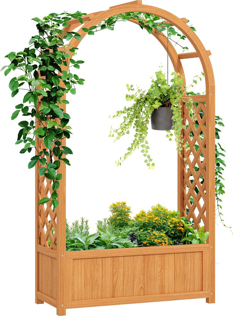 Outsunny Hochbeet Pflanzkasten mit Rankgitter, Gebogendach Produktbild 