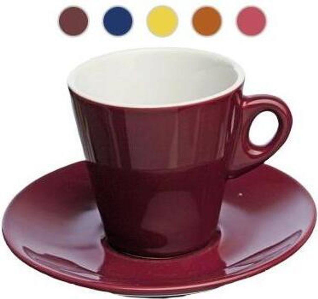 Tognana 4er Set Kaffeetasse mit Untertasse Mara, pflaumen-farbend, Keramik