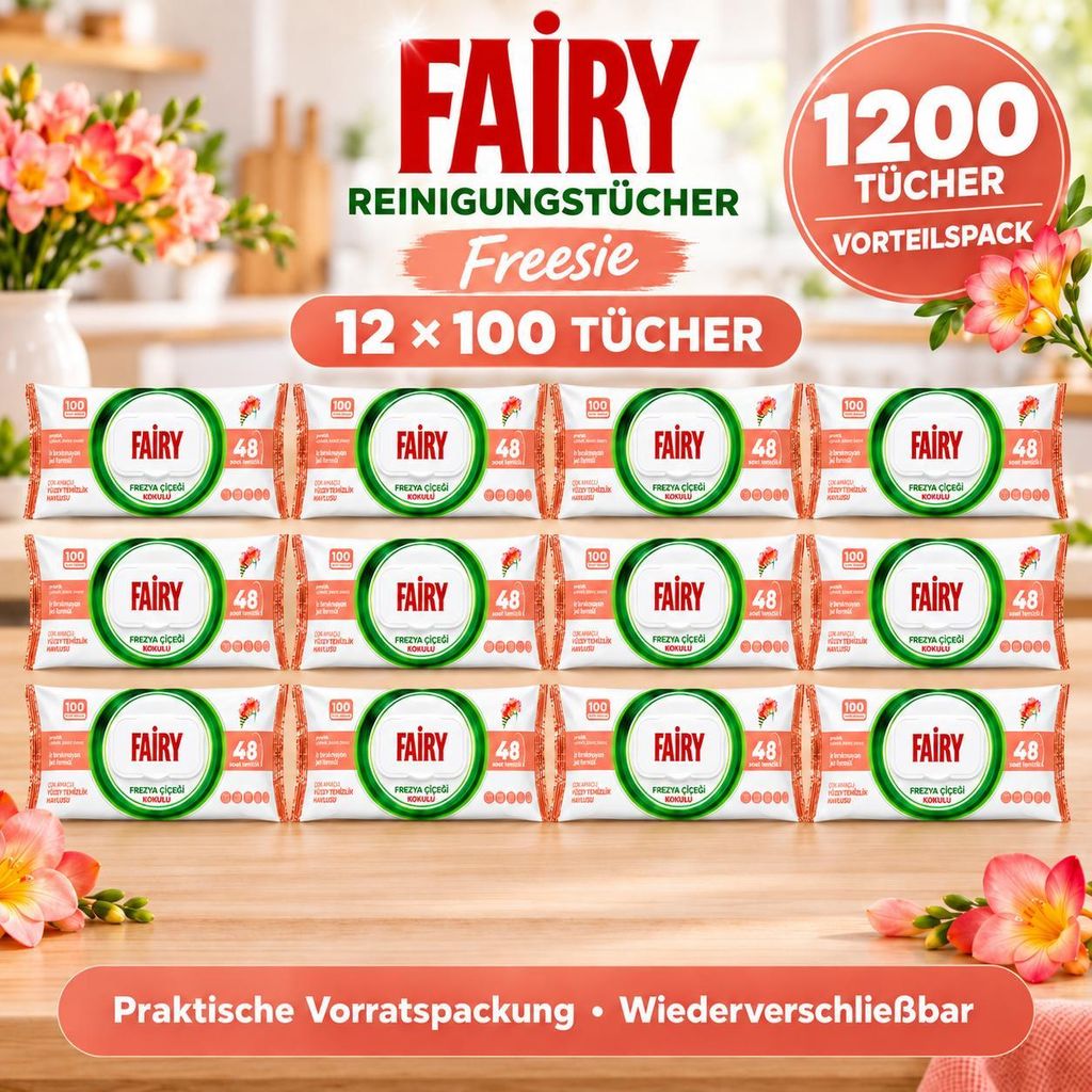 FAIRY Oberflächen-Reinigungstücher Freesie – 12er Set, 12 x Produktbild 