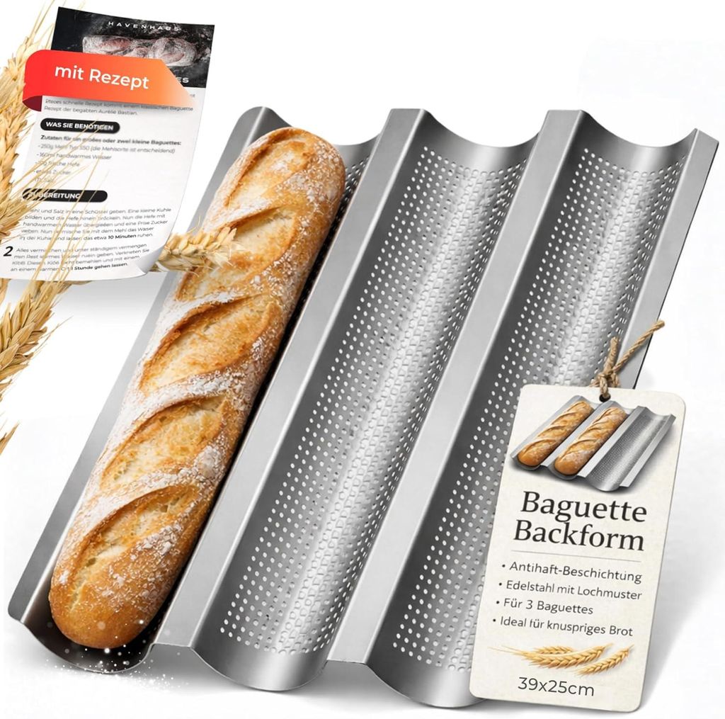 Havenhaus Baguette Backform Edelstahl I perforierte Produktbild 