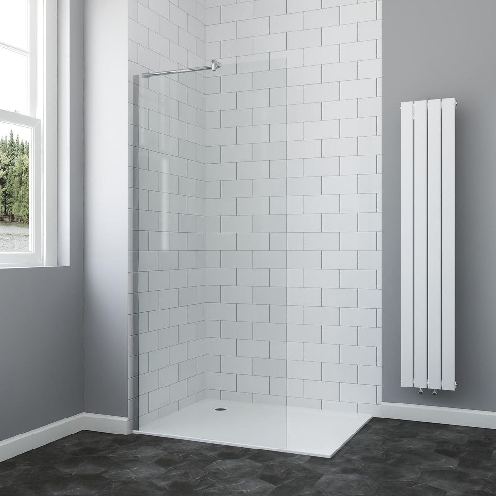 Duschabtrennung Walk-in-Dusche 89 x 190 cm Duschwand Für Duschkabine Glaswand aus 6 mm ESG-Klarglas Duschtrennwand mit parallelem Stabilisator