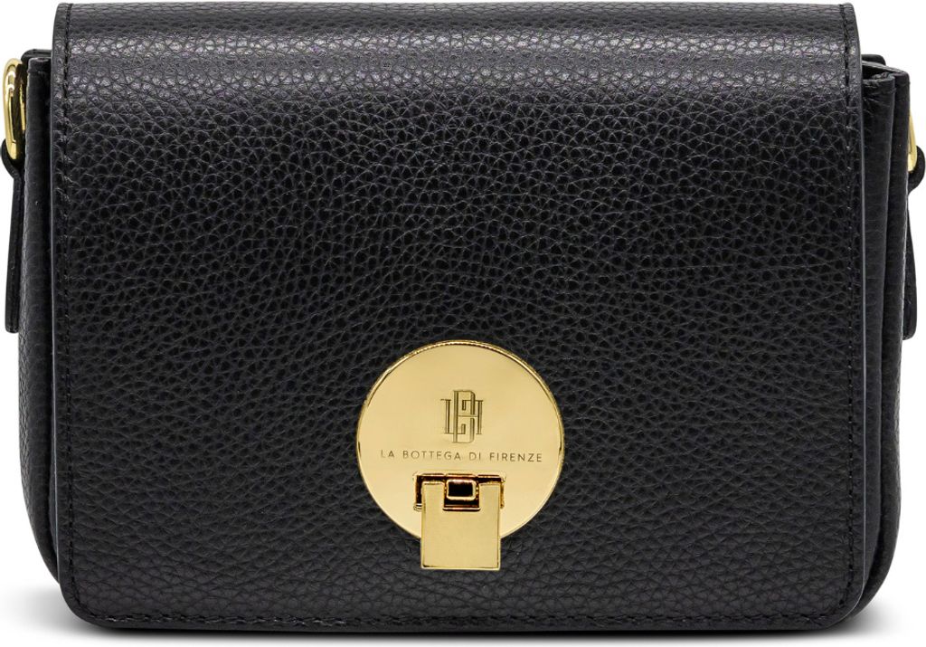LBF - Aurum Nero Abendtasche - Echtes Leder, Kompakt, Vielseitig, mit Schultergurt und eleganten Florentiner Details