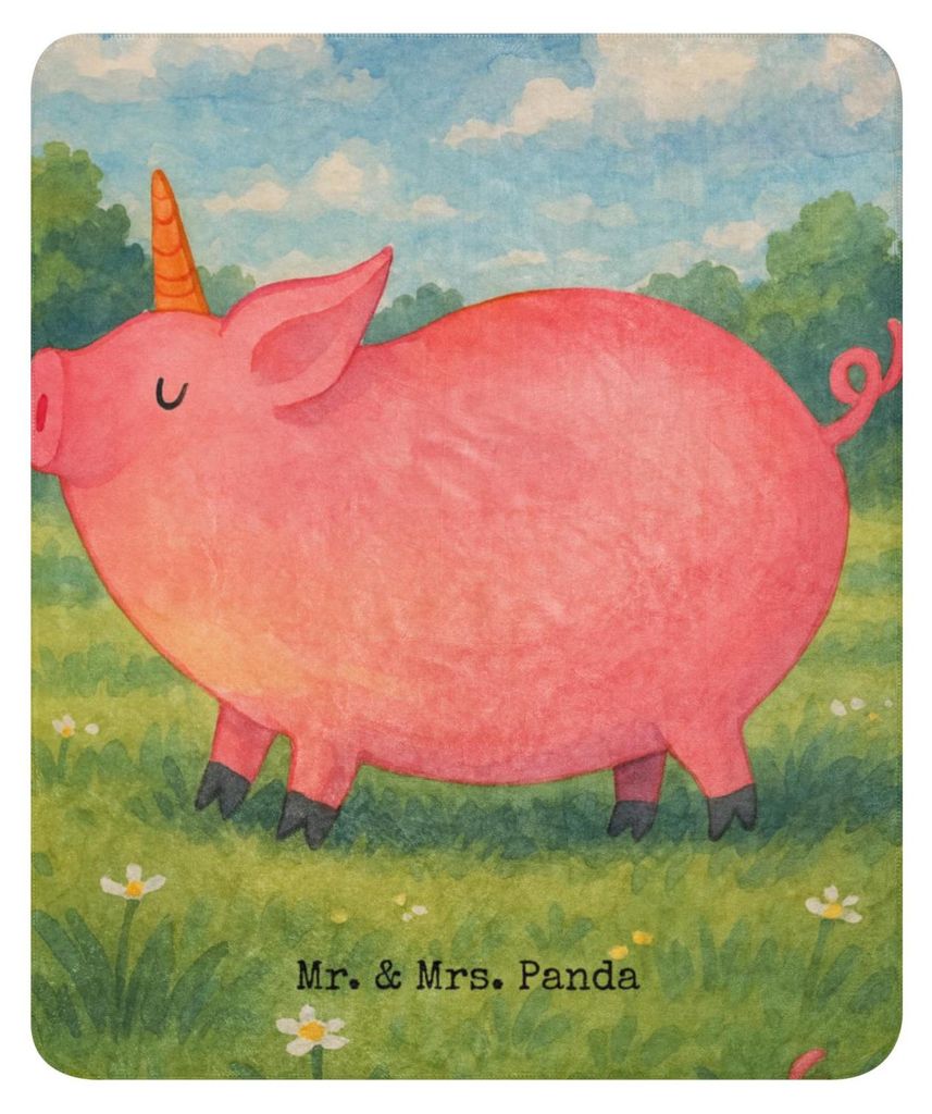 Mr. & Mrs. Panda Heimdecke Einhorn Schwein Design 130 x 155 cm - Weiß - Geschenk, Spruch, Unicorn, Tagesdecke, Kuscheldecke, Sherpa-Decke, Wärmed...