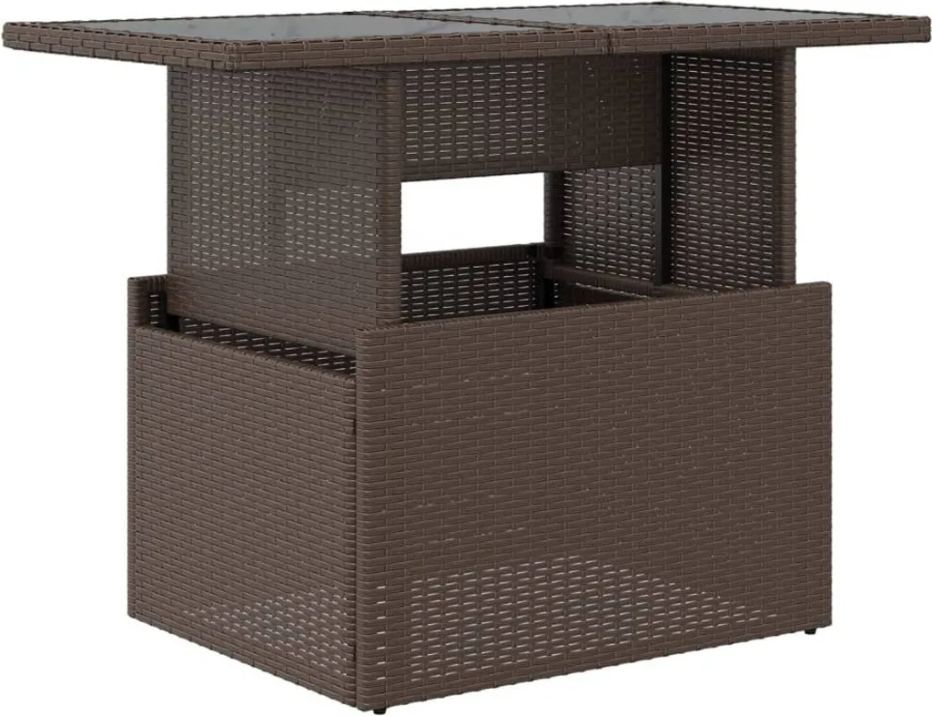 vidaXL Tavolo da giardino con piano in vetro marrone 100x55x73 cm in poly rattan