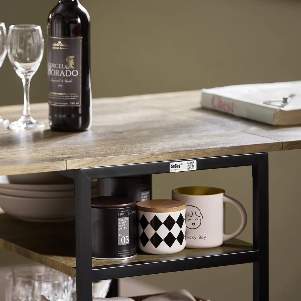 Table de repas pliante 180cm modulable avec 3 étagères de stockage gris
