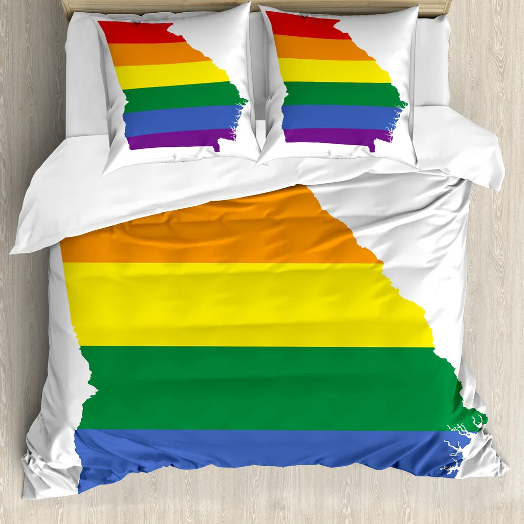 Ensemble Housse de Couette 155x220 cm Rayures Colorées pour Lit Simple