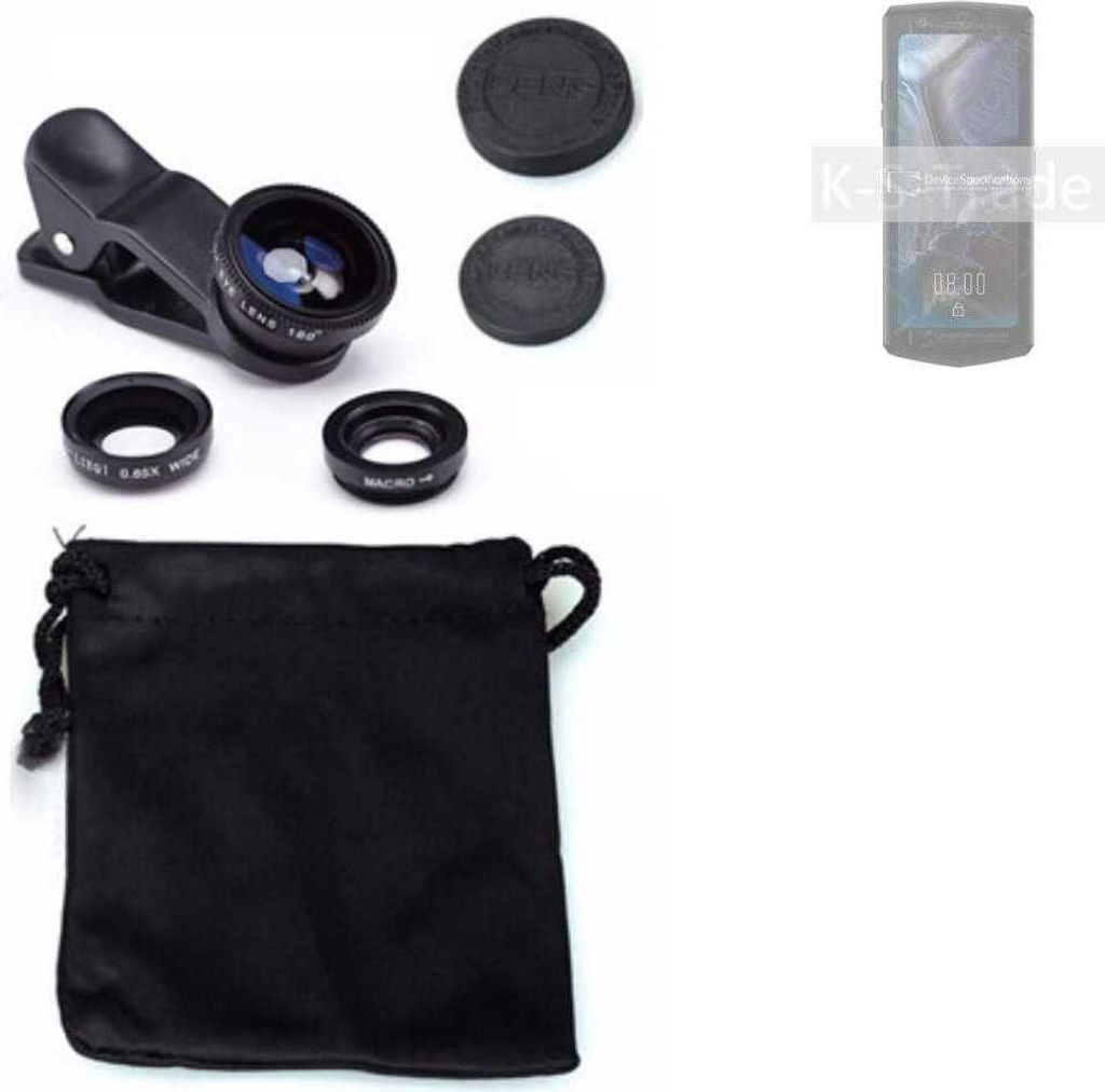 K-S-Trade Smartphone Kamera Linsen Set Kompatibel mit Cubot Pocket 3 3in1 Clip-On Kamera Adapter Macro Weitwinkel FishEye Fischauge Objektiv Linse