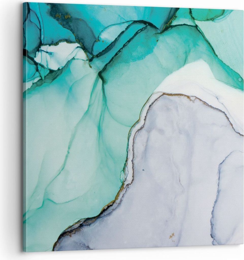 Bild auf Leinwand - Leinwandbild - Einteilig - Abstraktion Marmor Türkis - 60x60cm - Wand Bild - Wanddeko - Wandbilder - Leinwanddruck - Bilder - ...