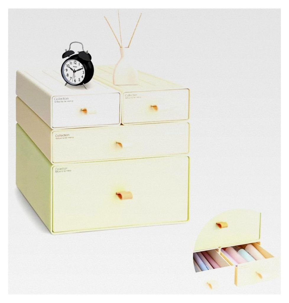 4 Stück stapelbare Schubladenboxen, Organizer für Schreibtischschubladen, Aufbewahrungsbox mit 4 Schubladen, Make-up Organizer für Büros, Wohnu...