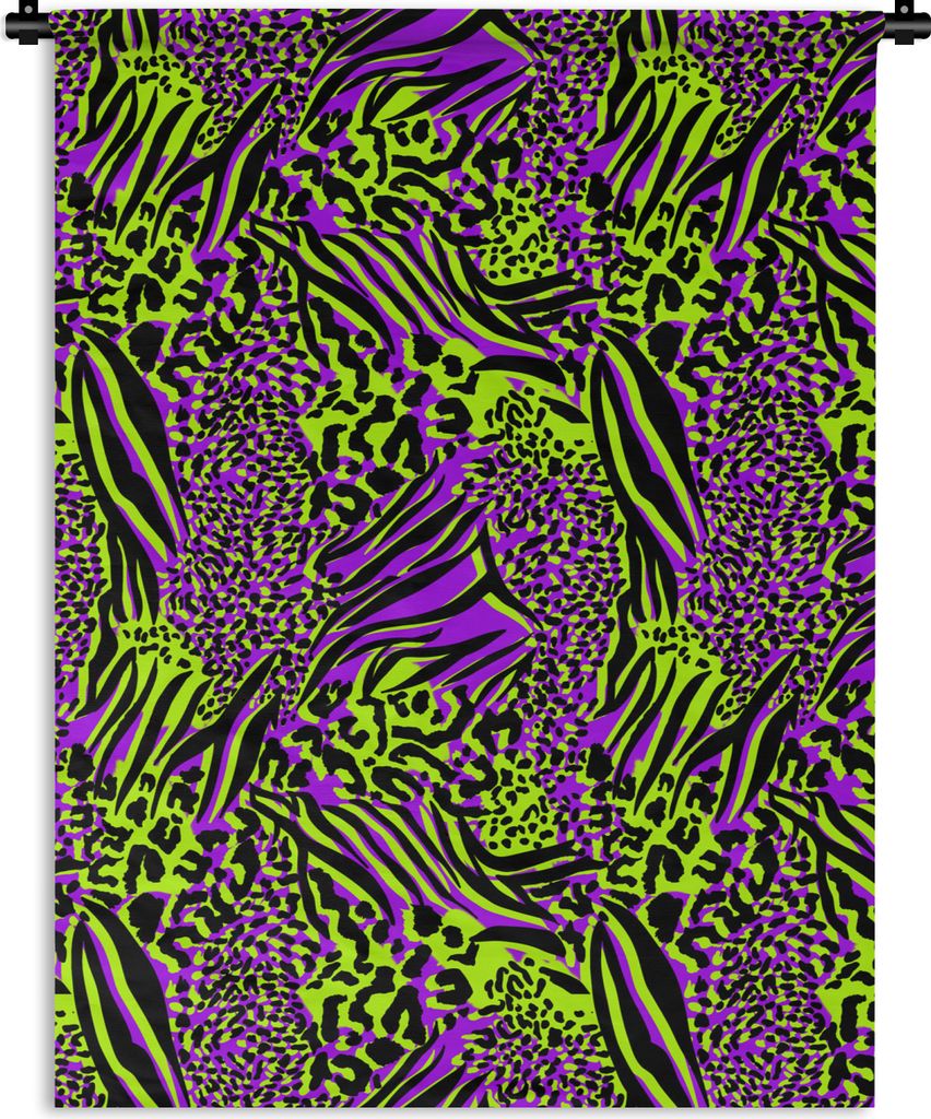 MuchoWow Wandteppich Wandbehang Tiermuster - Muster - Lila - Neon 120x160 cm Tapisserie Dekoration Wandtuch - Wohnzimmer - Moderne