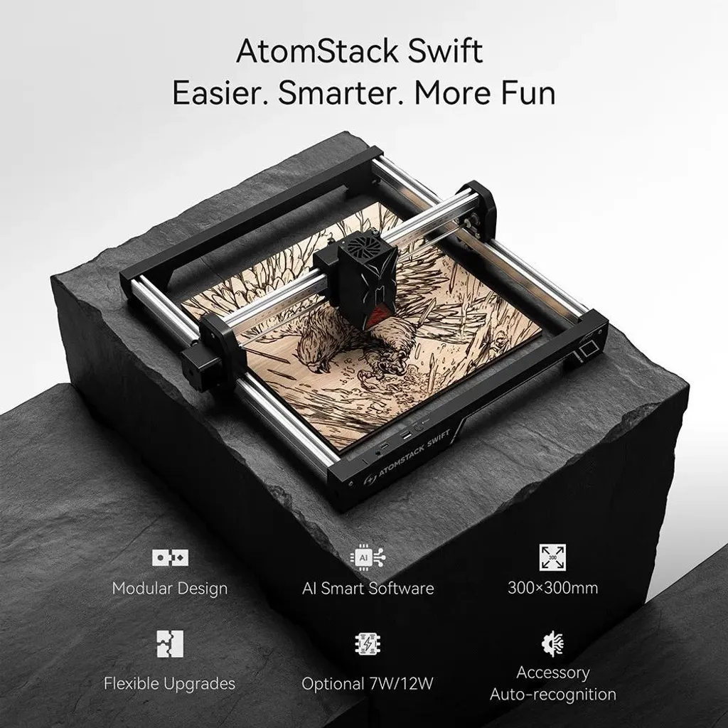 Machine de gravure laser Wi-Fi Swift 7W pour bois, cuir et acrylique