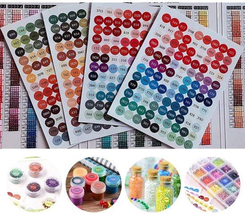 Bunte Etiketten für Diamantbilder, 447 Stück, farbig