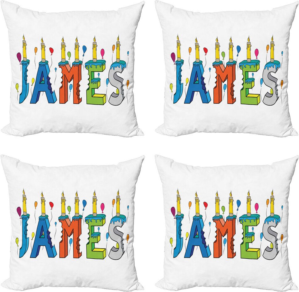 ABAKUHAUS James Kissenbezug Set (4 Stück), Geburtstags-Kerze Muster, Moderner Doppelseitiger Digitaldruck, 60 cm x 60 cm, Mehrfarbig