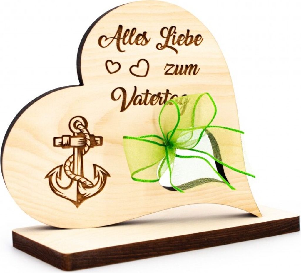 Zirbenherz mit Schleife Zum Vatertag