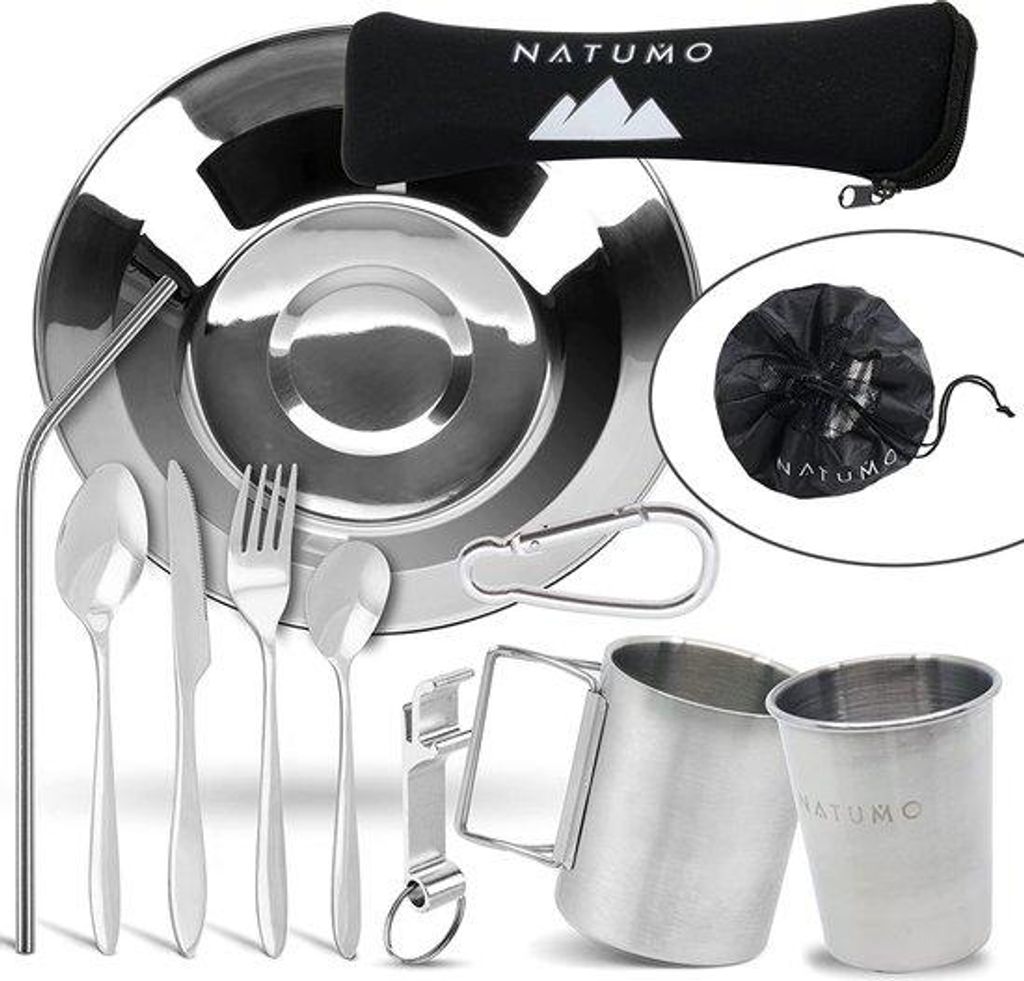 NATUMO® Vaisselle de camping Couverts en acier inoxydable - Image du produit 