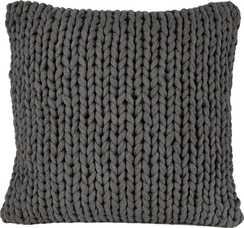 nielsen HOME Kissen Marlin gestrickt, 50x50 cm, Antik Grau,100% Baumwolle,Strick, Standard 100, Füllkissen