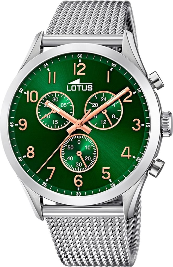 Lotus Orologio Cronografo 18704/2 - Quadrante Argento, Bracciale Acciaio, Vetro Minerale, Diametro 44.5mm