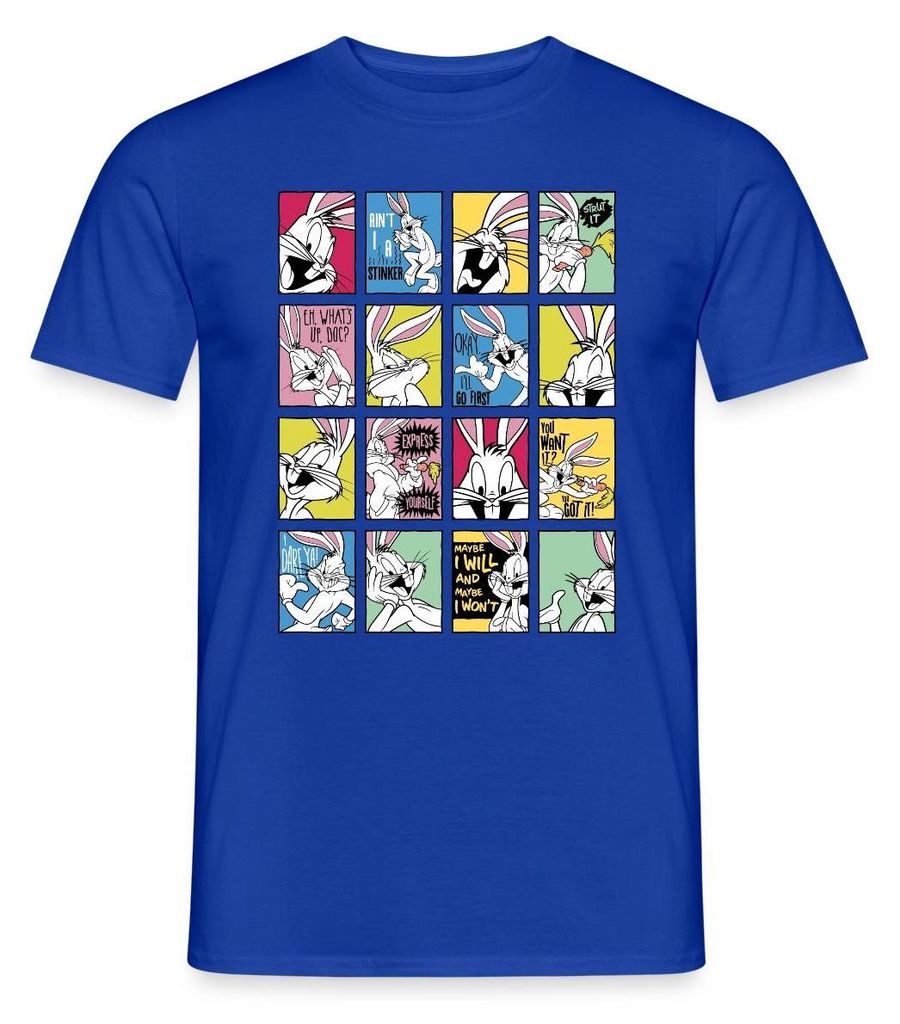Spreadshirt Looney Tunes Bugs Bunny Kacheln Männer T-Shirt, XXL, Dunkelblau