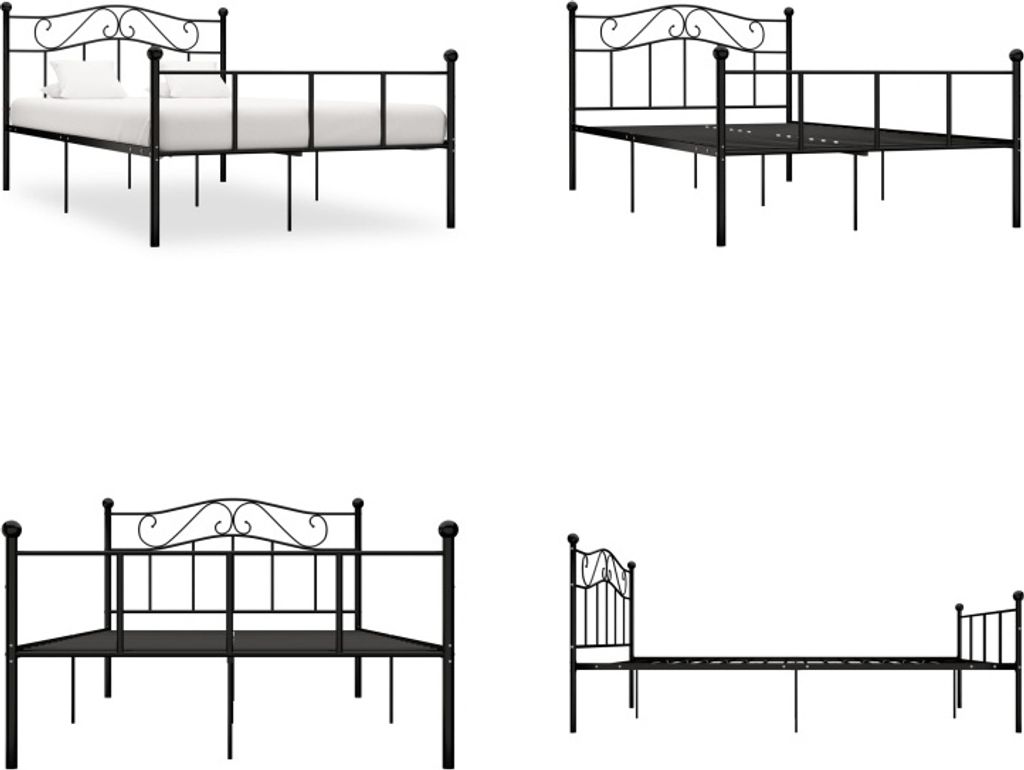 vidaXL Bettgestell Schwarz Metall 120x200 cm - Bettgestell - Bettgestelle - Bettrahmen - Bettrahmen