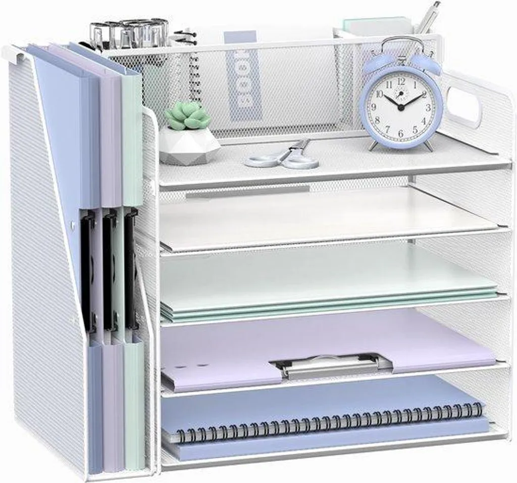 Organiseur de bureau 5 compartiments et 3 porte-monnaie blanc design