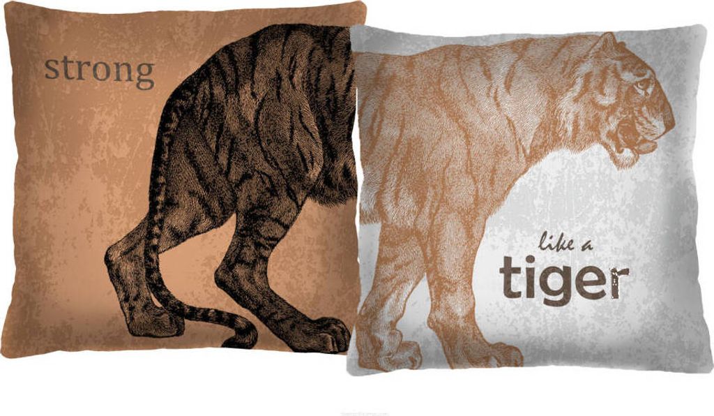 ARCO DESIGN Dekokissen 2er Set "Tiger" Farbig Stoffbezug 40 x 40 cm Dekokissen-set mit Füllung Dekokissen für Wohnzimmer Schlafzimmer