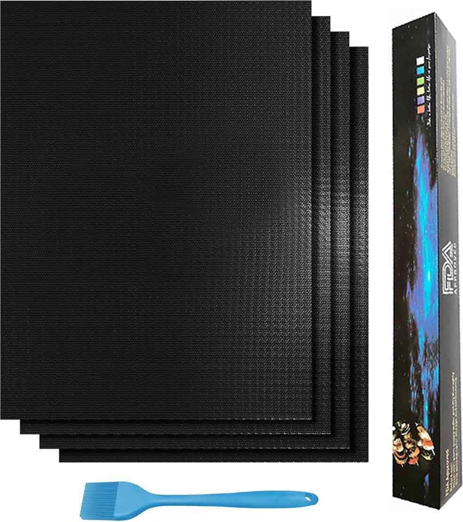 Grillzubehör - Grillmatten für Outdoor-Grill 4er Set, wiederverwendbar und leicht zu reinigen, funktioniert auf Gas-Holzkohle- und Elektrogrills,...