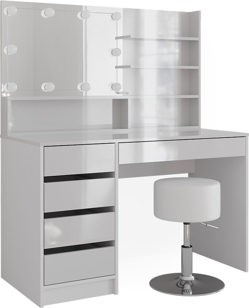 Schminktisch Vicco Sherry Weiß 120 cm mit LED Beleuchtung, Produktbild 