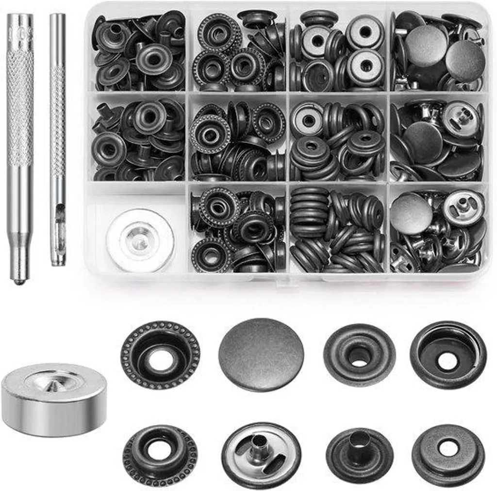 Bouton à Pression Inoxydable 15mm sans Couture - Pack de 3 avec Guides