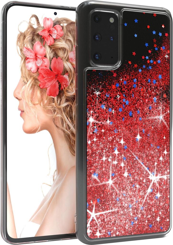 EAZY CASE - Glitzer Hülle kompatibel mit Samsung Galaxy S20 Plus / S20 Plus 5G Glitzer Schutzhülle, Soft Case, Backcover Transparent mit Motiv