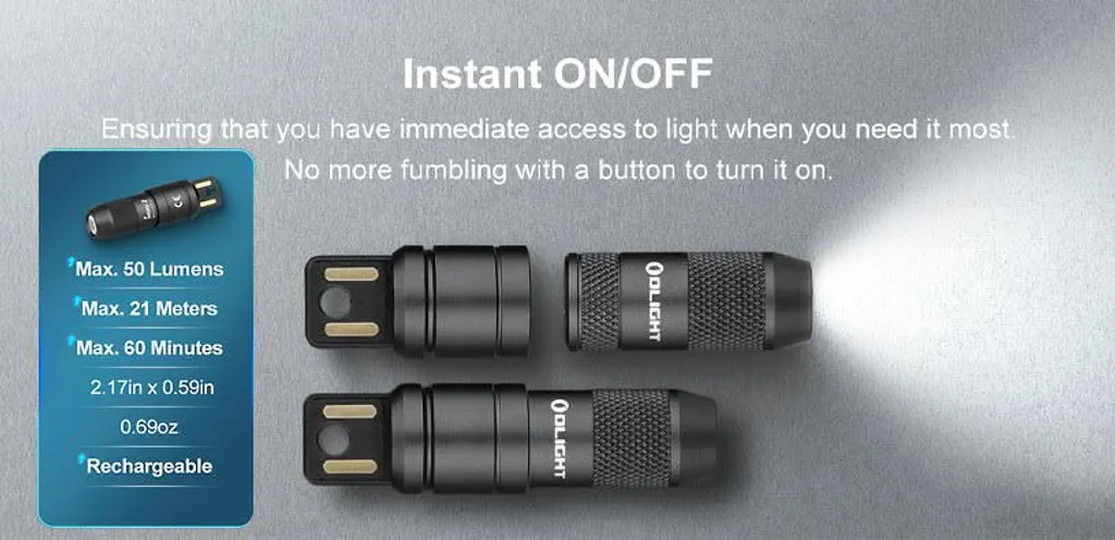 Mini Lampe Torche LED Olight iMini Noire pour Trousseau de Clés - 3
