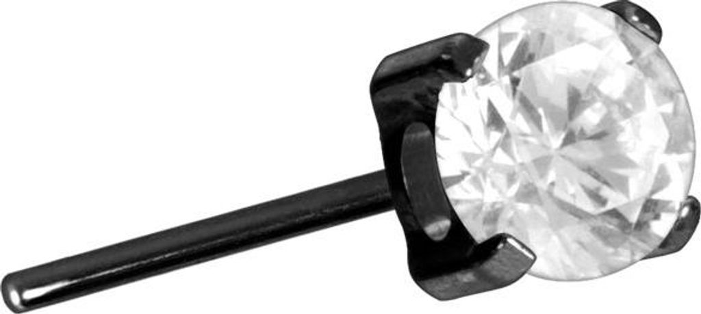 Piercing-Zubehör Titan Aufsatz mit Push Pin EINGEFASSTER KRISTALL Schwarz Kristallgröße: 3mm